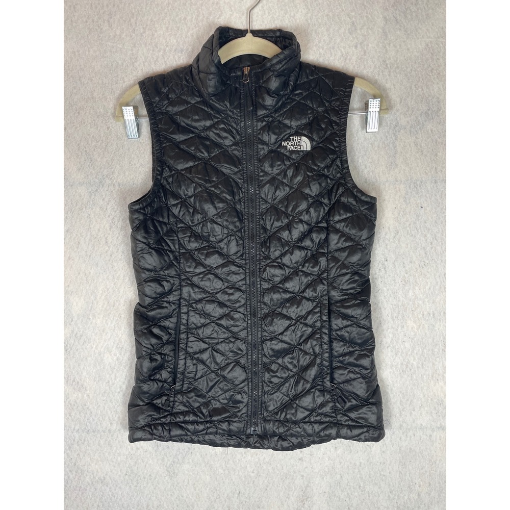 The North Face ThermoBall Quilted Vest Black Womens XS Full Zip Puffer Insulated